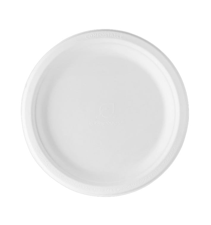 Assiette Canne à Sucre Bagasse Blanc Ø23 cm (50 Utés)