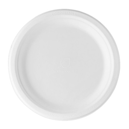 Assiette Canne à Sucre Bagasse Blanc Ø23 cm (50 Utés)