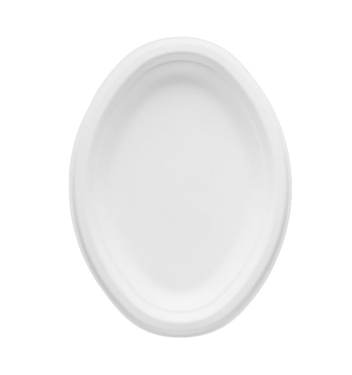 Plateau Canne à Sucre Bagasse Blanc 25,4x17,5 cm (500 Utés)