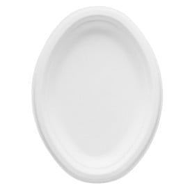 Plateau Canne à Sucre Bagasse Blanc 25,4x17,5cm (50 Utés)