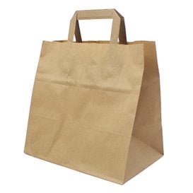 Sac Papier Kraft avec Anses Plates 70g/m² 26+18x26cm (50 Utés)