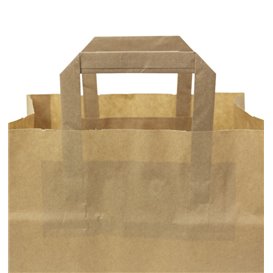 Sac Papier Kraft avec Anses Plates 70g/m² 26+18x26cm (50 Utés)