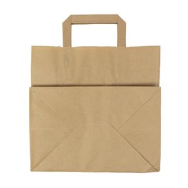 Sac Papier Kraft avec Anses Plates 70g/m² 26+18x26cm (50 Utés)