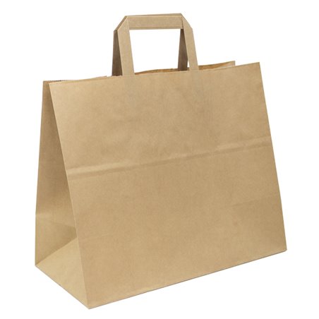 Sac Papier Kraft avec Anses Plates 80g/m² 32+16x27cm (25 Utés)