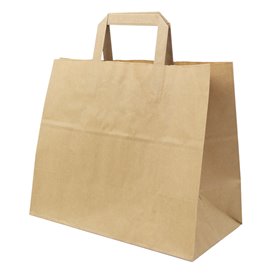 Sac Papier Kraft avec Anses Plates 70g/m² 32x22x26cm (50 Utés)