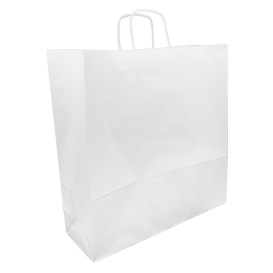 Sac en papier Blanc avec Anses Kraft 100g/m² 44+15x46cm (25 Utés)