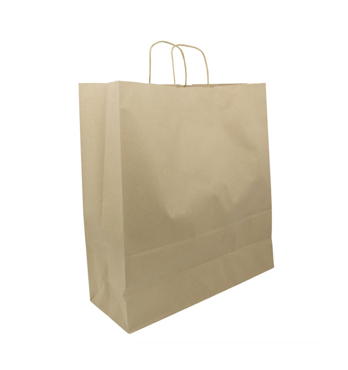 Sac en Papier Kraft Marron avec Anses 100g/m² 44+15x46cm (200 Utés)