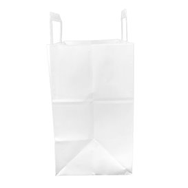 Sac Papier Blanc avec Anses Plates 70g/m² 32+22x26cm (50 Utés)