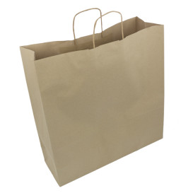 Sac en Papier Kraft Marron avec Anses 100g/m² 44+15x46cm (200 Utés)