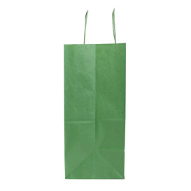 Sac en Papier Kraft Vert avec Anses 80g/m² 26+14x32cm (250 Utés)