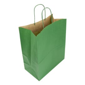 Sac en Papier Kraft Vert avec Anses 80g/m² 26+14x32cm (250 Utés)