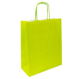 Sac en Papier Vert avec Anses 100g/m² 22+9x23cm (25 Utés)