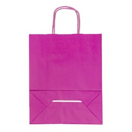 Sac en papier fuchsia avec poignées 100g/m² 22+9x23cm (25 pcs)