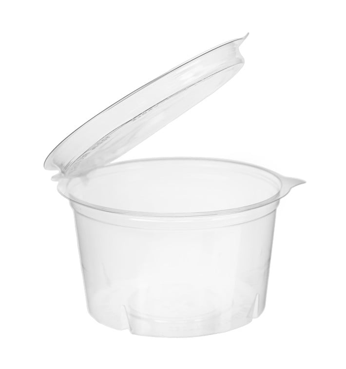 Pot Rond avec charnière APET Transparent 400ml Ø120mm (480 Utés)