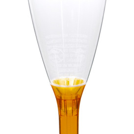 Flûte Champagne Plastique Pied Orange Transp.120ml 2P (200 Utés)