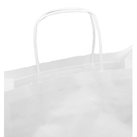 Sac en Papier Kraft Blanc avec Anses 90g/m² 32+16x31cm (250 Utés)