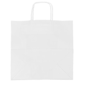 Sac en Papier Kraft Blanc avec Anses 90g/m² 32+16x31cm (250 Utés)