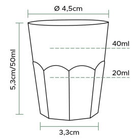 Verre Plastique à Shot Transp. PS Ø45mm 50ml (1000 Utés)