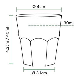 Verre Plastique à Shot Transp. PS Ø40mm 30ml (50 Utés)