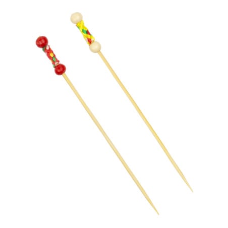 Pique en Bambou Décoré en Jaune et Rouge 12cm (100 Utés)