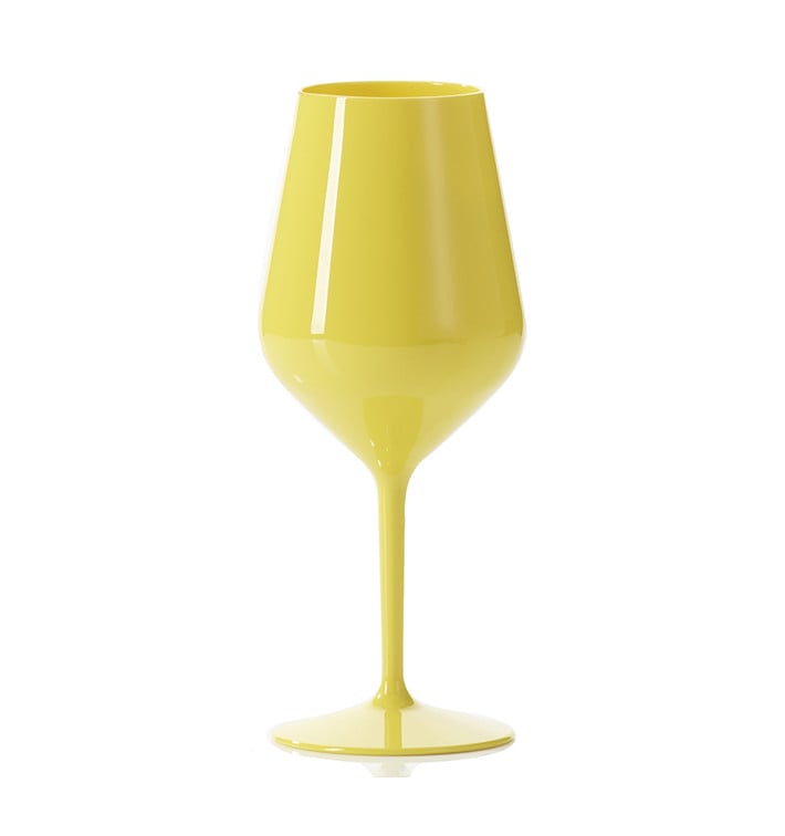 Verre Réutilisable Tritan Jaune pour Vin 470ml (1 Uté)