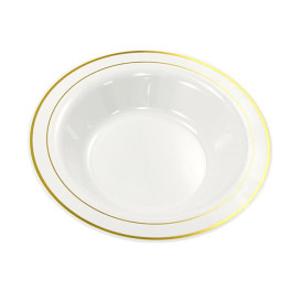 Assiette Plastique Creuse Dur Liseré Doré 23cm (200 Utés)