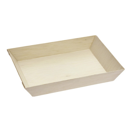 Plateau jetable en bois 13x6,5x2cm 125ml (25 Unités)