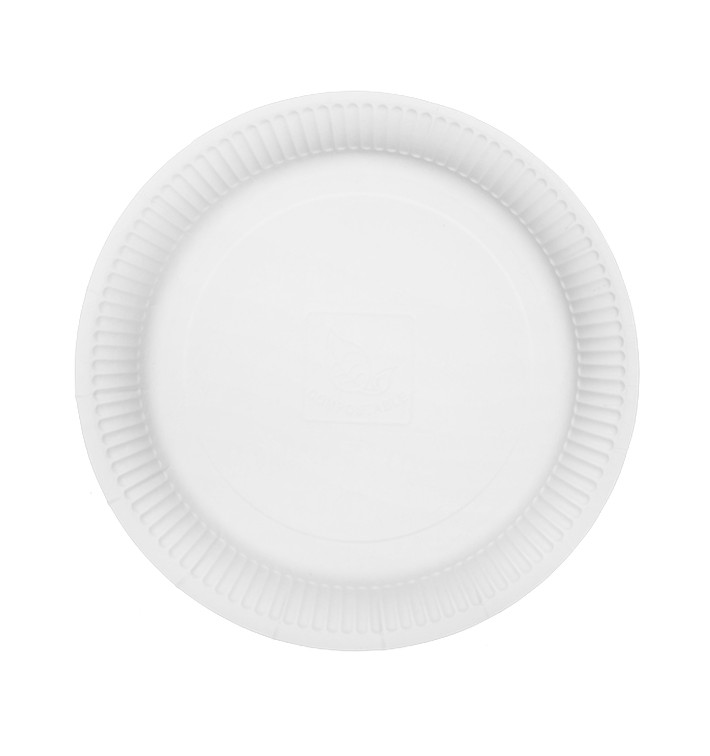 Assiette en Carton Ronde “Radial” Blanc Ø23cm 200gr/m² (50 Utés)