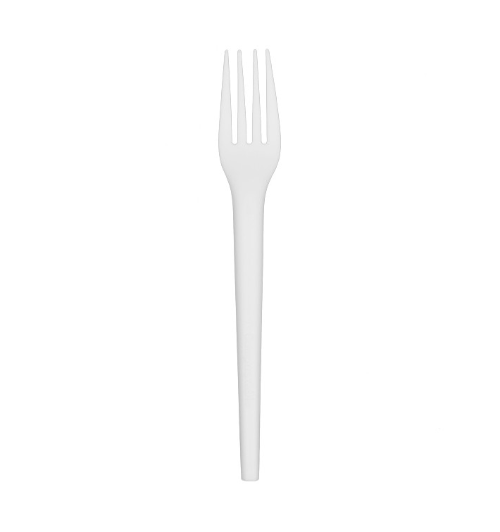 Fourchette Biodégradable Réutilisable CPLA Blanche 17cm (100 Utés)