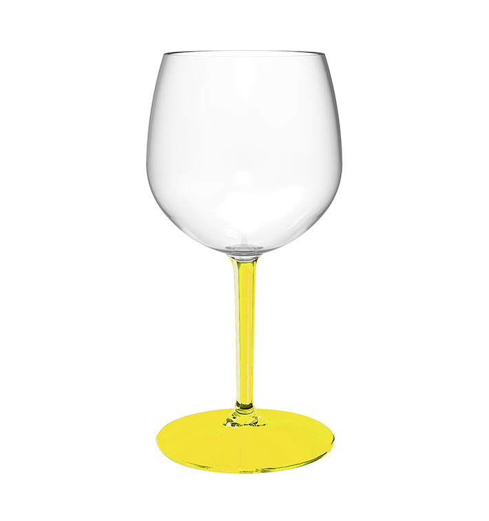 Verre Balloon Réutilisable Durable TT Pied Jaune 580ml (1 Uté)