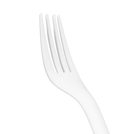 Fourchette Biodégradable Réutilisable CPLA Blanche 17cm (100 Utés)