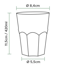 Gobelet Réutilisable Incassable PP Cocktail Transp. Ø8,4cm 420ml (420 Utés)