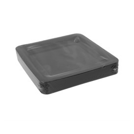 Assiette Réutilisable Carré en PP Dur Noir 18x18 cm (20 Utés)