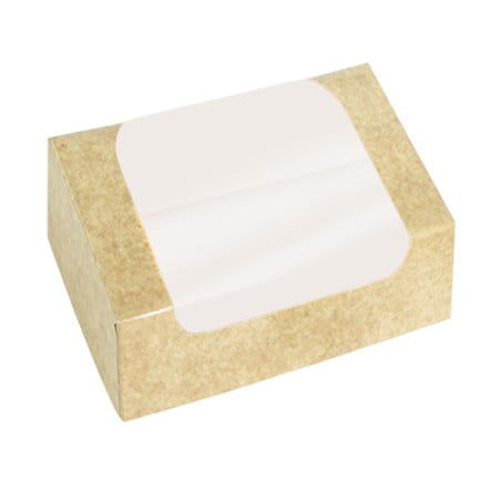 Boîte en Carton Kraft avec Fenêtre à Pâtisserie  19x15x6cm (50 utés)