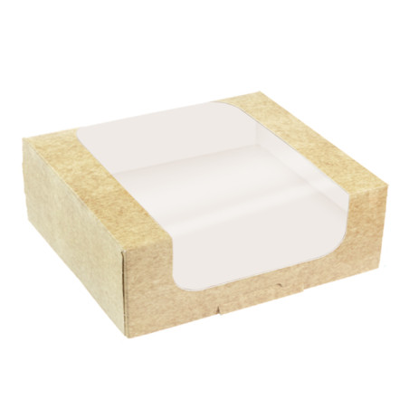 Boîte en Carton Kraft avec Fenêtre à Boulangerie  24x24x8cm (50 Utés)