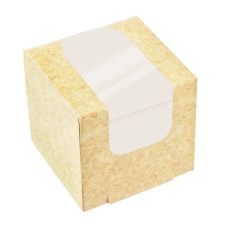 Boîte en Carton Kraft avec Fenêtre à Emporter  11x11x11cm (100 Utés)