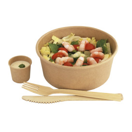 Pot en Carton Kraft-Kraft avec Couvercle PET 750ml Ø15cm (250 Utés)