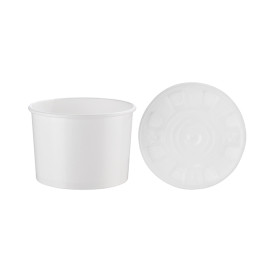 Pot en Carton Blanc avec Couvercle PP 350ml (50 Unités)