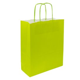 Sac en Papier Vert avec Anses 90g/m² 28+10x22 cm (25 Utés)