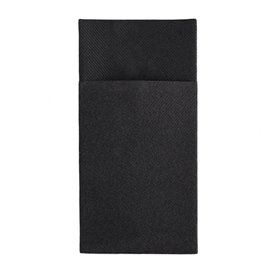 Serviette Kangourou en Airlaid Noir 33x40cm (30 unités)