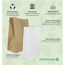 Sac en papier KRAFT sans anses 75g/m² 30+18x43cm (250 Utés)