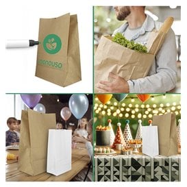 Sac en papier KRAFT sans anses 50g/m² 12+8x24cm (1.000 Utés)