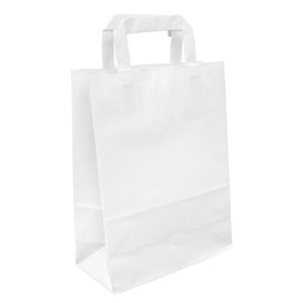 Sac en Papier Kraft Blanc avec Anses 100g/m² 22+11x27cm (25 Utés)