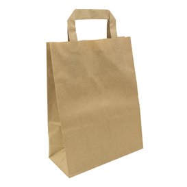 Sacs en Papier Kraft avec Anses Plates 80g/m² 22+10x28cm (50 Utés)