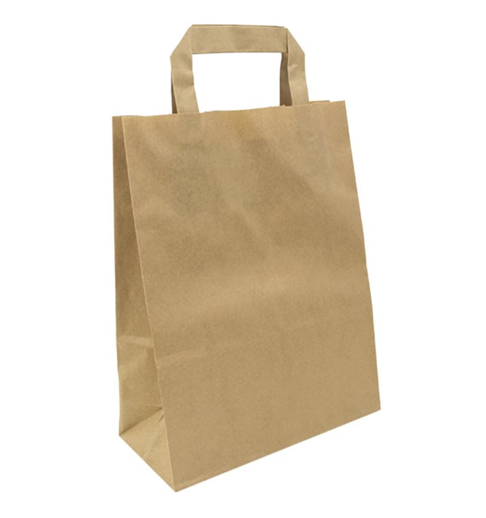 Sacs en Papier Kraft avec Anses Plates 80g/m² 22+10x28cm (50 Utés)