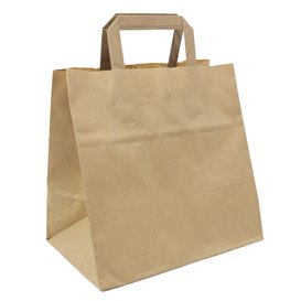 Sac Papier Kraft avec Anses Plates 70g/m² 25+17x26cm (50 Utés)