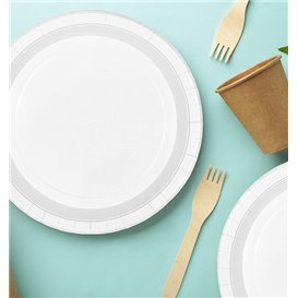 Assiette en Carton Ronde Ingraissable Blanc Ø22cm 220g/m² (50 Utés)