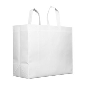 Sac Grand Non-Tissé PREMIUM Blanc 45+20x40cm (25 Utés)