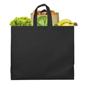 Sac Grand Non-Tissé PREMIUM Noir 45+20x40cm (100 Utés)