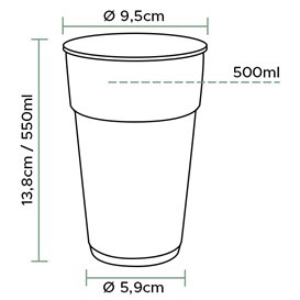 Gobelet en Plastique PP Réutilisable Transparent 550ml Ø9,0cm (800 Utés)